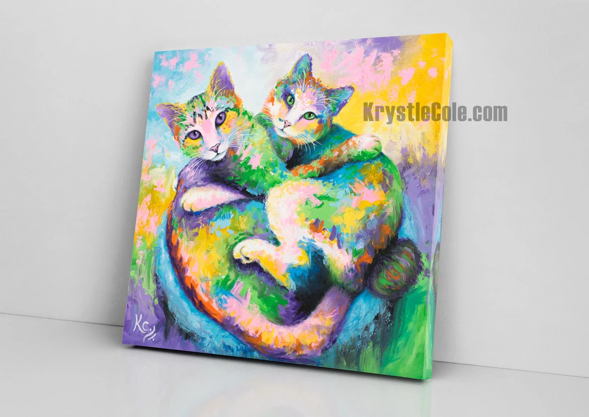 Cuddling Cats Art Print - Brothers - Image 4