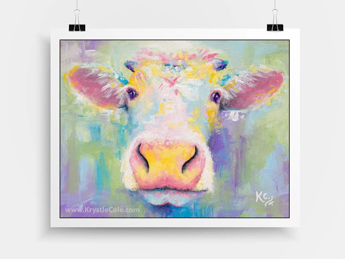 Cow Art Print - Spring Cow - Image 4