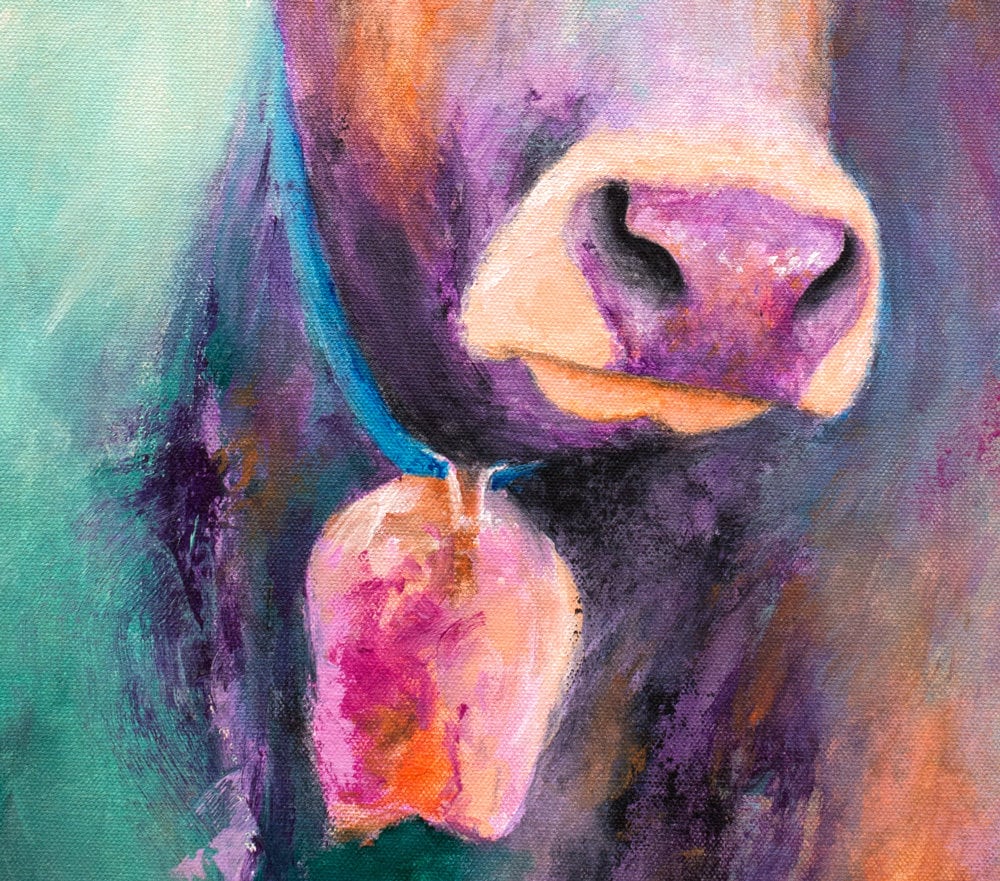Cow Art Print - Cow with Cowbell - Image 4