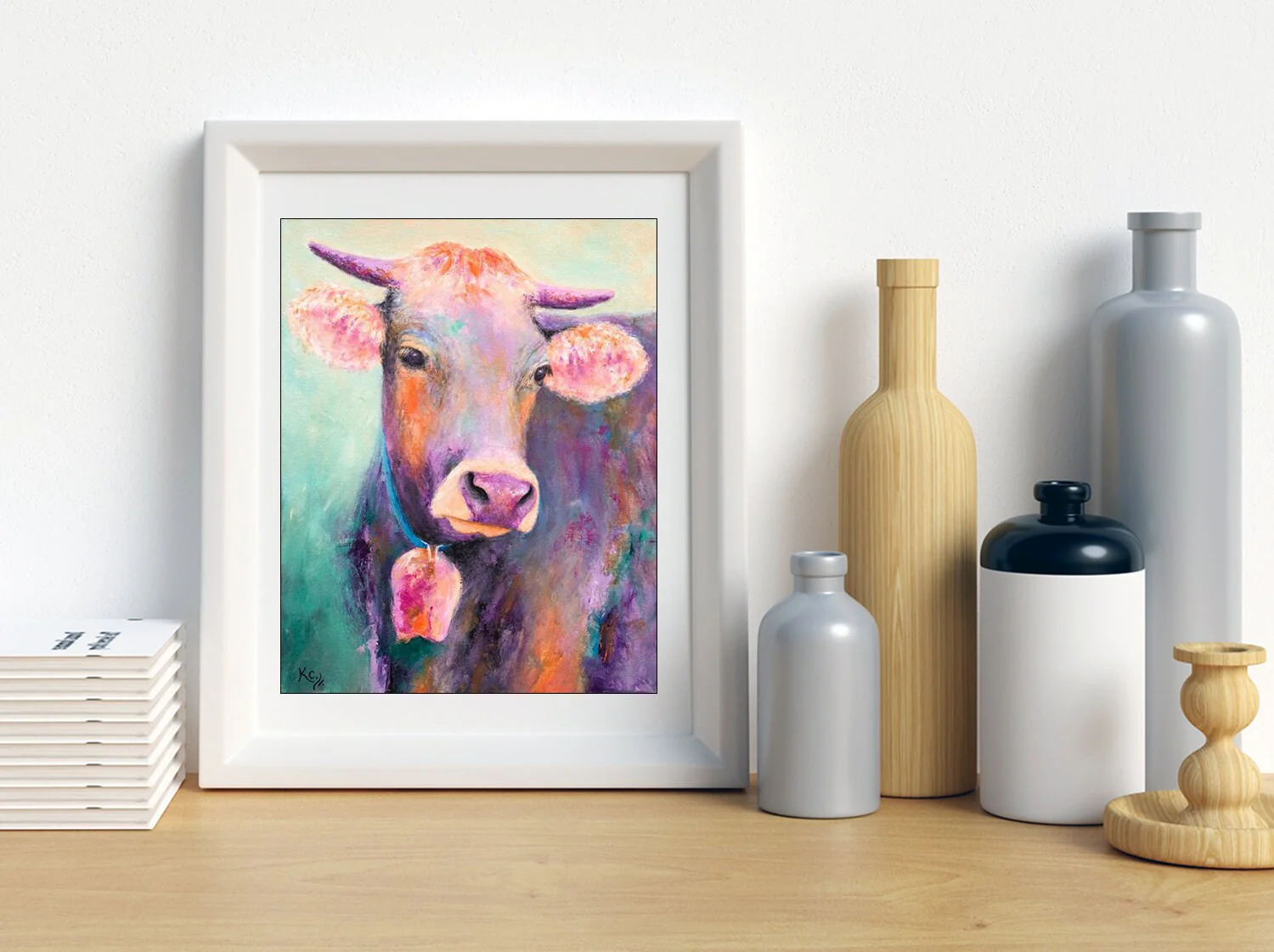 Cow Art Print - Cow with Cowbell - Image 5
