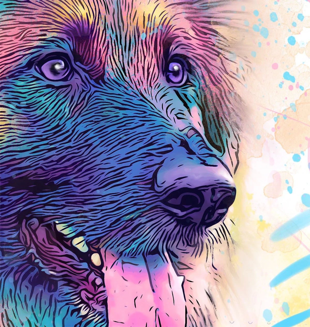 Rainbow German Shepherd Art Print - Image 2