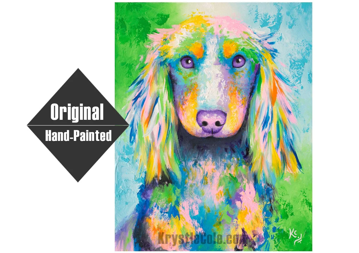 Long-haired Dachshund Dog Painting - 18x22"