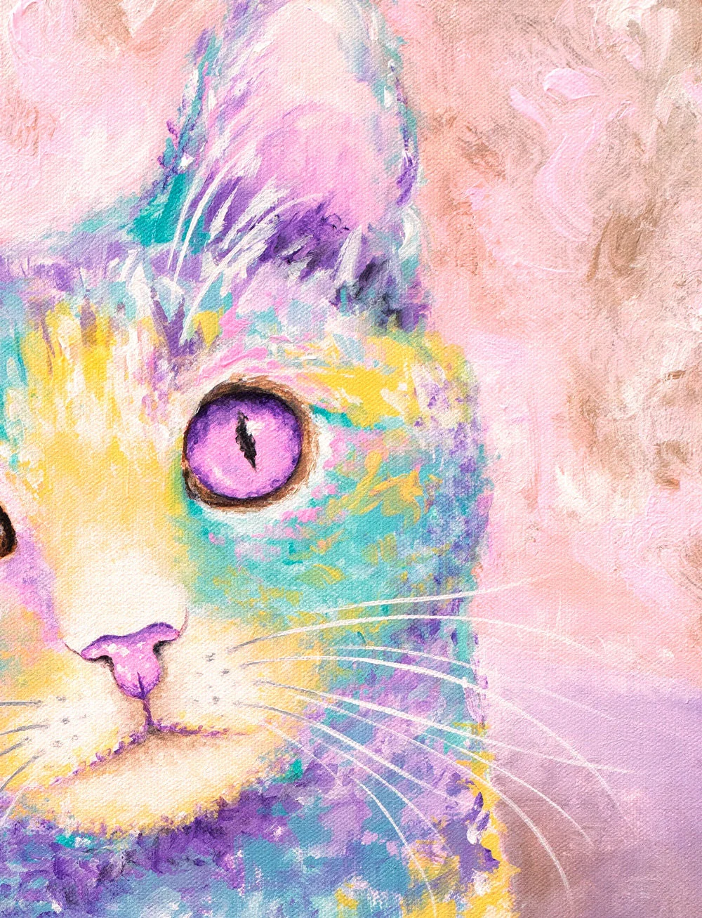 Pink Cat Art Print - Good Karma - Image 2