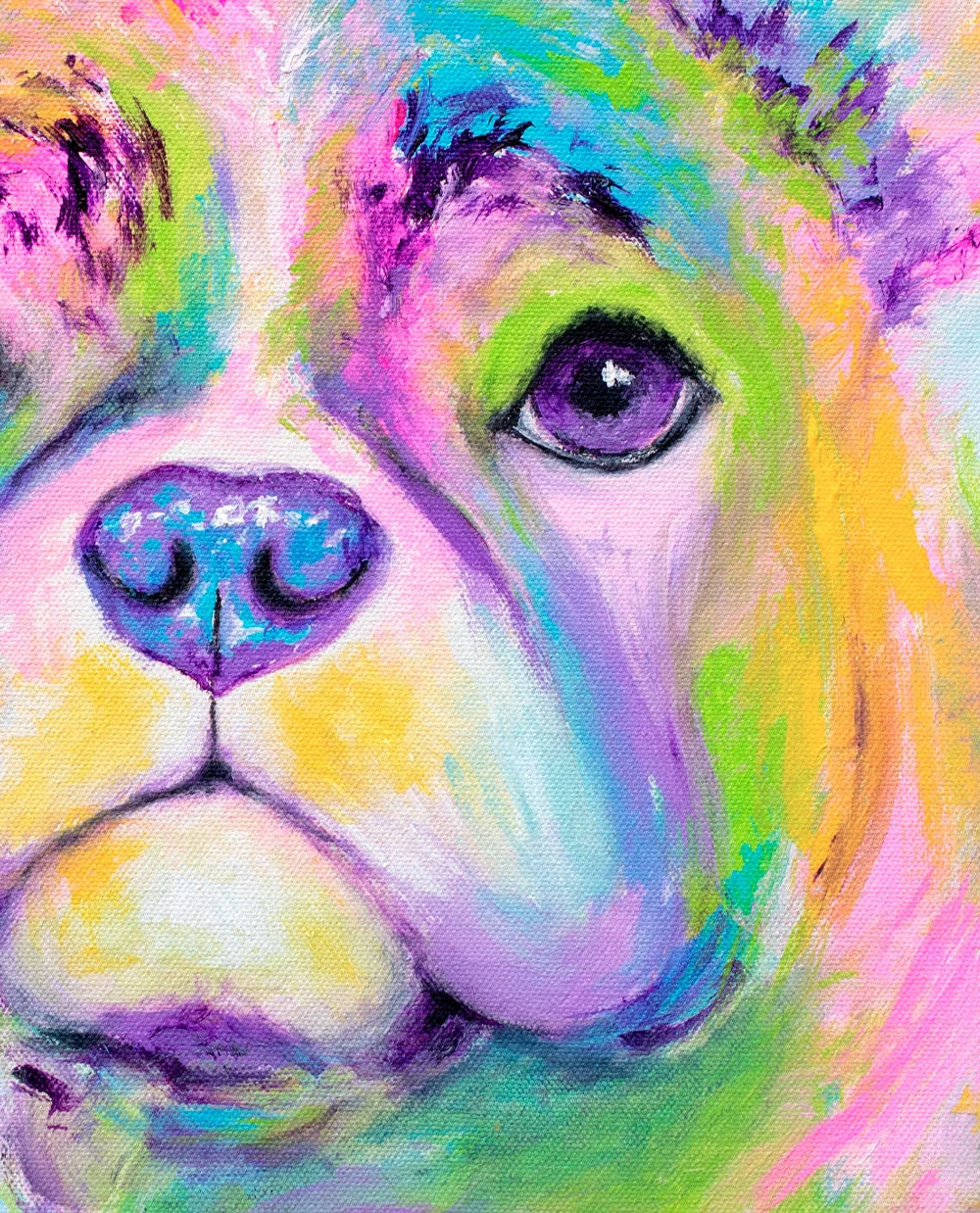 Rainbow Frenchie Painting - 16x20" - Image 4