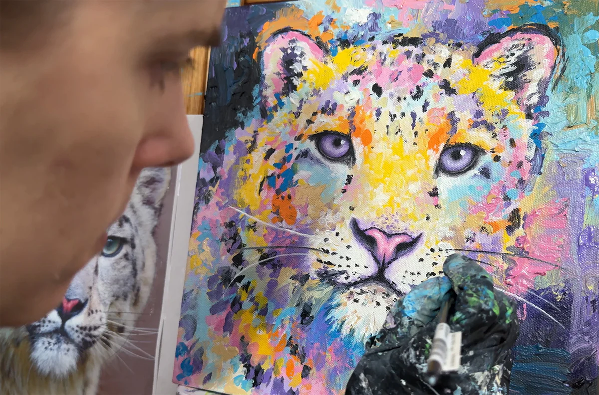 Rainbow Snow Leopard Art Print - Image 4