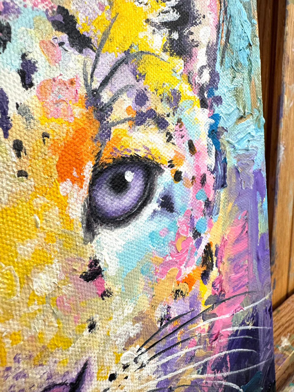 Rainbow Snow Leopard Painting - 12x12" - Image 5
