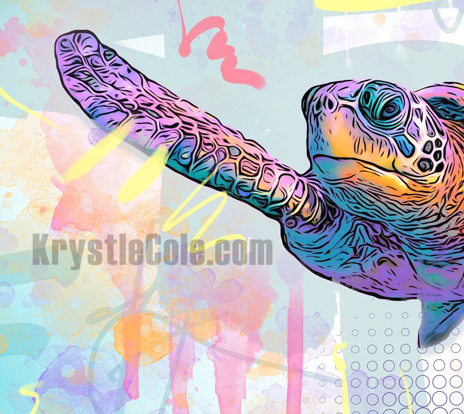 Rainbow Sea Turtle Art Print - Image 2
