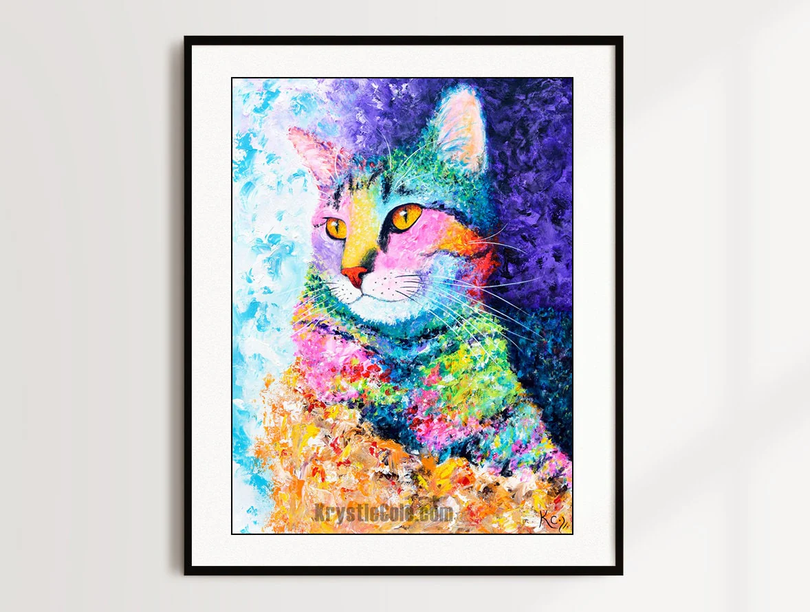 Cat Art Print - Rainbow Tabby - Image 5