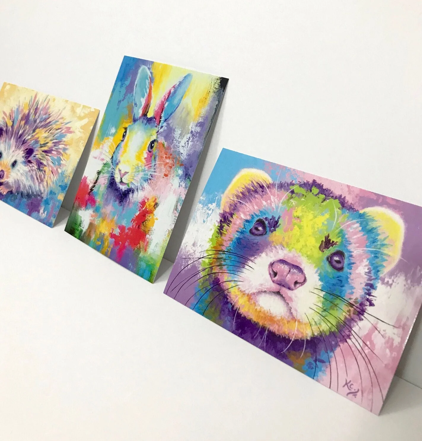 Woodland Animal Postcards - Ferret, Hedgehog, Bunny Rabbit. Set of 3 - Image 3