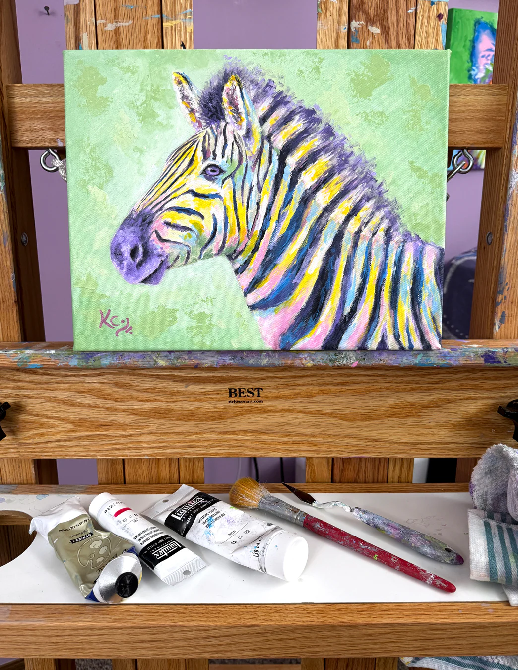 Zebra Love Painting - 11x14" - Image 4